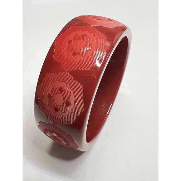 Tiffany & Co. Paloma Picasso Red Wide Bangle Resin Zellige Bracelets 7 1/2" - Picture 1 of 11